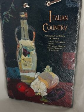 Vintage Slate Tile "Italian Country" with Recipe Picture painted Ingredients